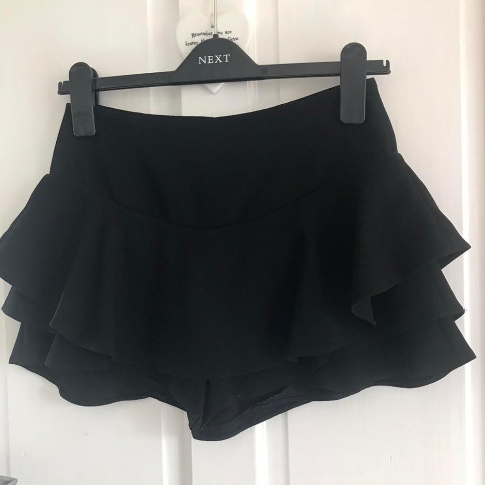 Zara black ruffle shorts size medium - worn once perfect condition